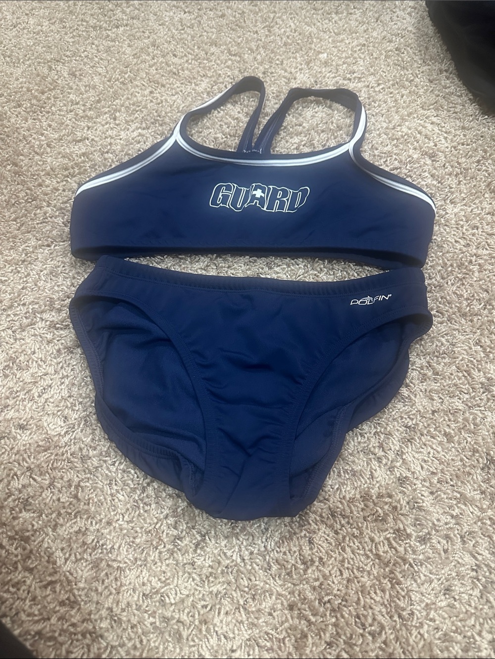 NWOT Dolfin Navy Blue Lifeguard Two-Piece Athletic Bikini size L